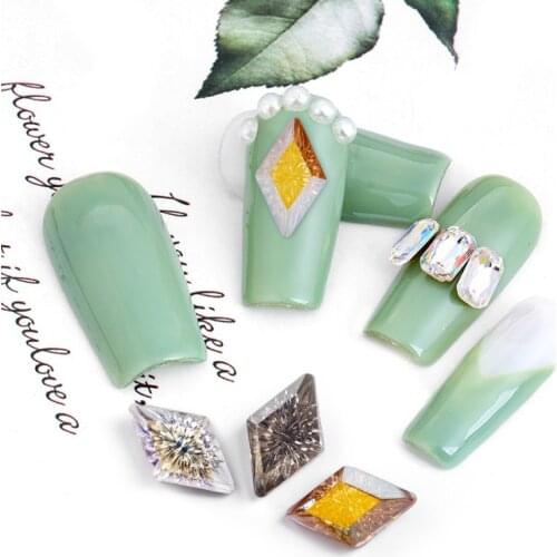 XIAOPU Rhombus Shape Rhinestones Crystal Flatback Glitter Rhinestones Decorations K9 Glass Glue On Strass Fancy Stone