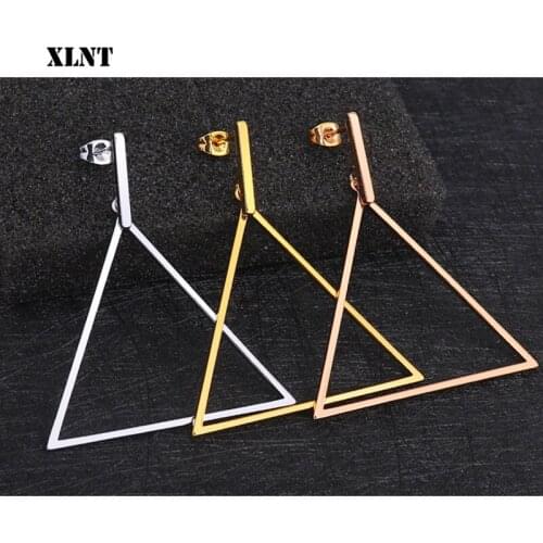XLNT Elegant Geometric Triangle Circle Hoop Earrings Hollow Circle Fashion Earrings For Women Statement Jewelry Exquisite Gift