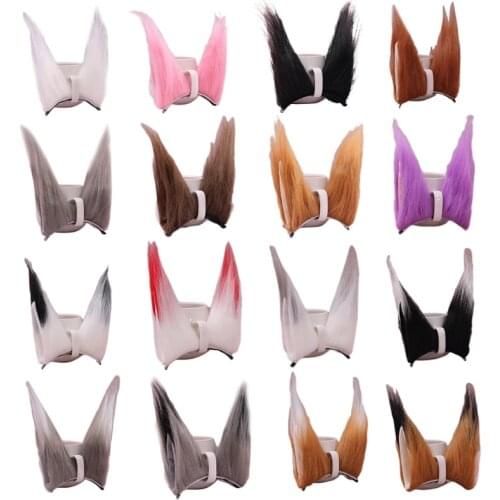 Japanese Anime Lolita Furry Animal Hairpins Handmade Faux Fur Kitten Wolf Pointed Ears Hair Clips Cosplay Props Barrette