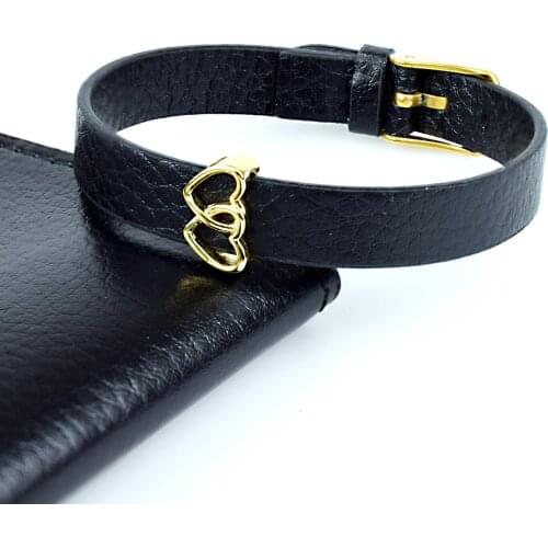 Funny Loving Emoticon Leather Bracelet with Charm Double Heart Women Fashion Jewelry