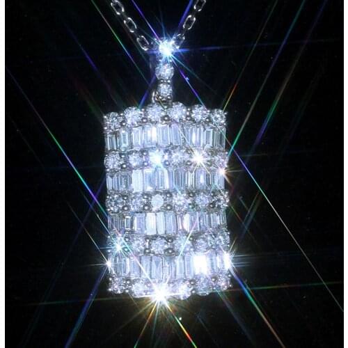 Yobest Silver Color Square Pendants Necklaces with Chain for Women Wedding Engagement CZ Crystal Cubic Zircon Party Jewelry