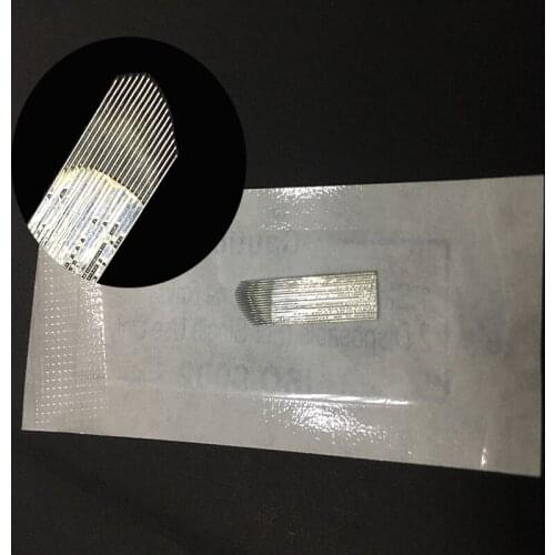 0.2mm 100pcs U Microblading Needles 18 Pins Permanent Makeup Eyebrow Tattoo Blades 18 U Manual Pen Machine Lamina Agulhas Tebori