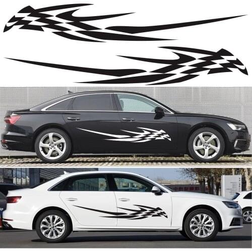1PCS Car refitted Plaid waist line vinyl car jacquard DIY racing stripe car body sticker universal