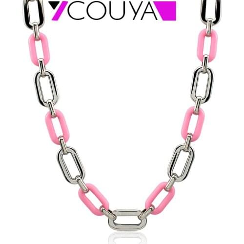 2021 Stainless Steel Design DIY Color Pendant Silver Plated Acrylic Chain Necklace Jewelry For Women Girl