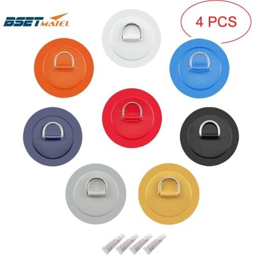 4PCS/lot 11cm Stainless Steel D Ring Pad/Patch With Glue for PVC Inflatable Boat Raft Dinghy Canoe Kayak Surfboard SUP Tie Down