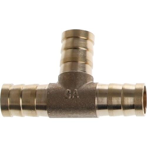 6-16mm Brass T Piece 3 Way Fuel Hose Joiner Connector For Air Oil Gas 1XCF