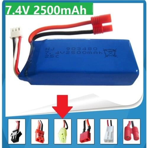 7.4V 2500mAh Syma X8C X8W X8G quadrocopter high capacity Model aircraft rechargeable battery lipo 2S 903480 Small Tamiya plug