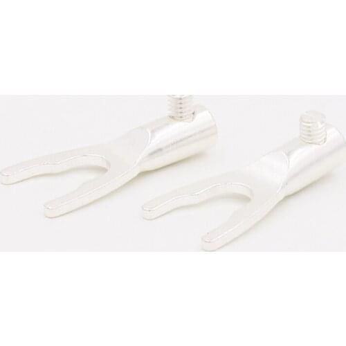 8pcs audionote Silver Plated Pure Red Copper Y spade plug speaker cable contact plug