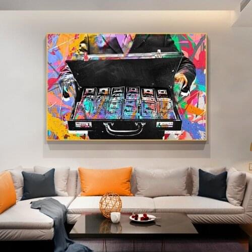 Abstract Money Graffiti Art Canvas Paintings Inspirational Canvas Art Posters And Prints Street Art Pictures For Living Room