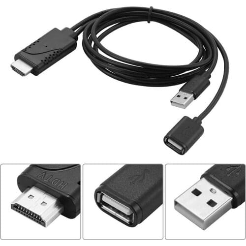 2 in 1 USB Female to HDMI Male HDTV Adapter Cable HDTV Adapter Converter Support 1080P for HDTV Projector Displays