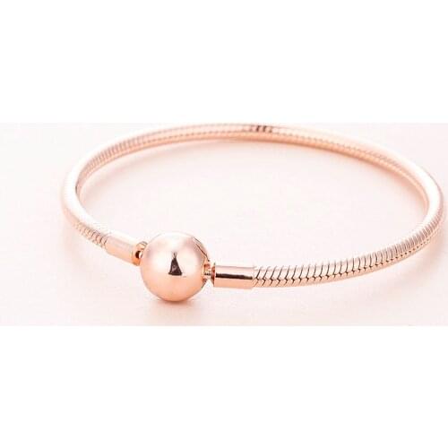 Smooth Rose Clasp Bracelet For Woman DIY Jewelry Making Rose Gold Bracelets Fit Fashion Female Charms & Beads