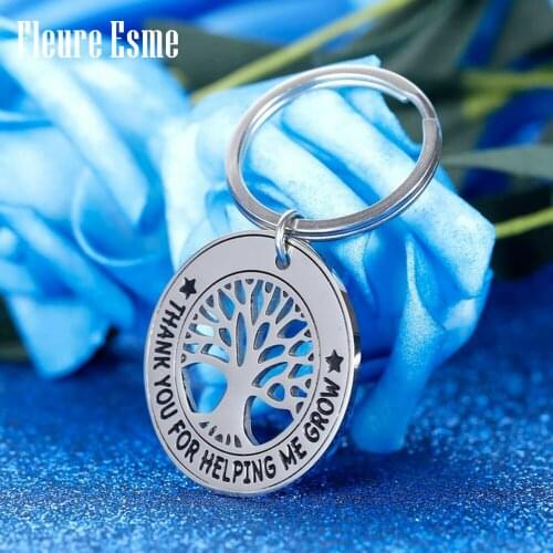 Thank You Keychain Gift for Teacher Women Men Grandmother Grandfather Father Mother Nurse Thank You for Helping Me Grow Keyring