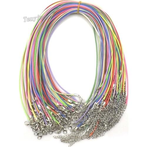 1.5mm Korea Wax Thread Necklace Mixed Color 18" Length 5cm Extension Chain Pack of 100pcs