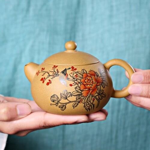 Zisha Xishi Yixing Teapot Raw Ore Color Handpainting Authentic Kettle Teaware