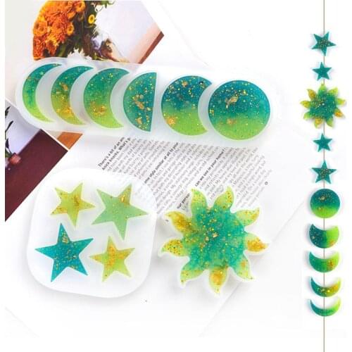 DM025 Star Moon Sun Shape Resin Silicon Molds Meterial Kits Home Festive Holiday Home Decoration Resin Molds