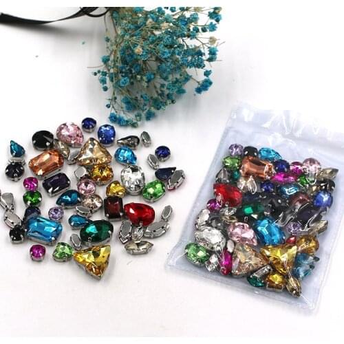 Free shipping mixed shape crystal glass rhinestones faltback sew on rhinestones for clothing earring necklace accessories