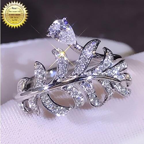 18K Au750 White Gold Women Wedding Party Engagement Ring Pear Moissanite Diamond Ring Classic Trendy Elegant