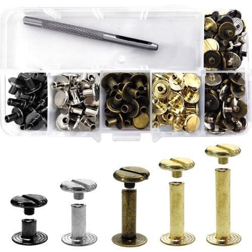 Leather Craft Kits Chicago Screws Solid Round Head Nail Studs Rivets Bolt For Luggage Clothes Bag Strap Shoes Belt Decorations