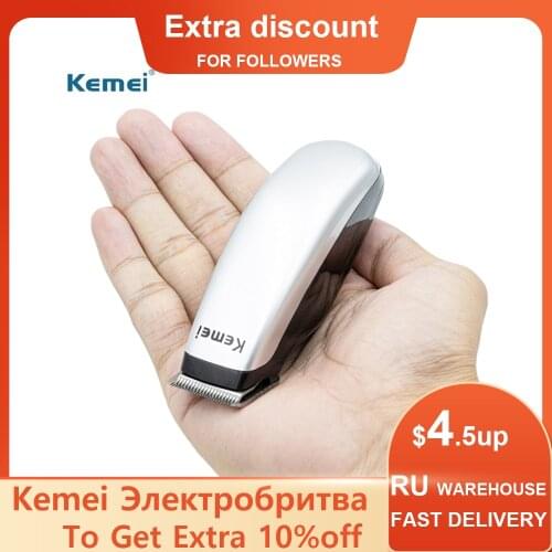 Kemei Mini Clipper Shaver Portable Mini Electric Beard Trimmer Hair Cutting Machine Men Razor with 3 Combs Beard Barber Razor
