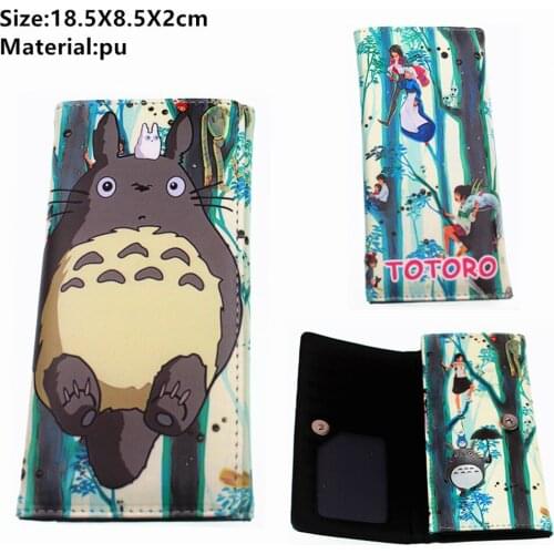Cute Anime My Neighbor Totoro Wallet Leather Button ID Card Holders Women Layers PU Purse Girls Students Coin Cartoon Handbags