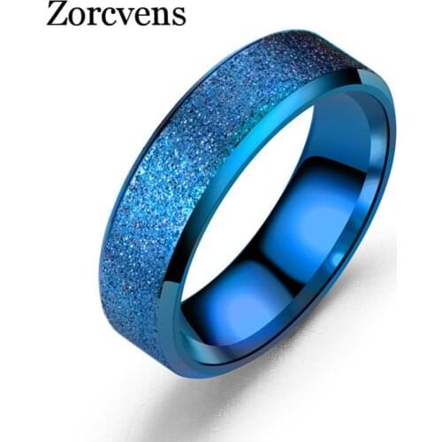 ZORCVENS Titanium Fashion Simple Ring Female Fashion Stainless Steel Ring Colour Scrub Rings Stainless Steel Rings For Women