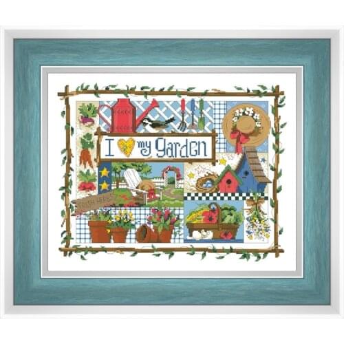I love my garden cross stitch kit aida fabric 18ct 14ct 11ct unprint canvas cotton thread cross stitch kits for adults