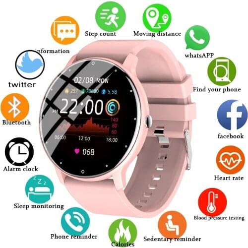 2021 New Fashion Full Touch Screen Smart Watch Women Heart Rate Multifunctional Sports Fitness Waterproof Smartwatch Men Woman
