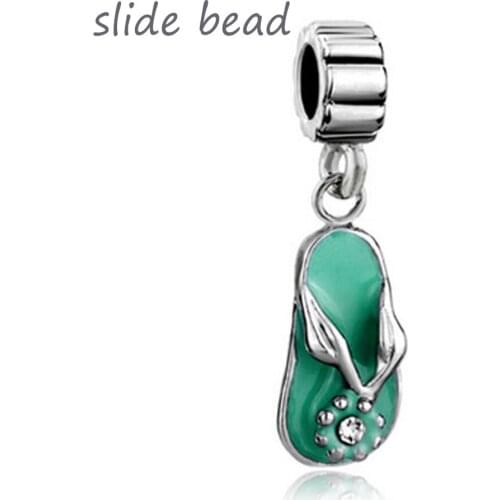 New Blue enamel slippers charm beads. suitable for Pandora bracelets and necklaces. beads for jewelry making