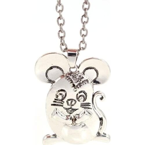 Hzew fat rat pendant necklace cute mouse necklaces gift