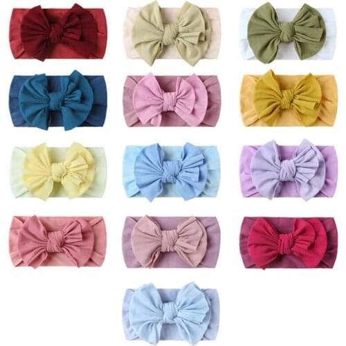 Cute Bow Baby Girl Headband Nylon Elastic Baby Turban Headwraps Soft Wide Hair Bands Kids Headwear Kawaii Baby Hair Accessories