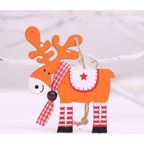 Christmas Decoration Christmas Elk Pendant Cute Colourful Wooden Ornaments Hanging Decor For Family Christmas Decoration