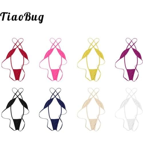 TiaoBug Sexy Women Mini Bikini G String Thong Tiny Body Suit Lingerie Porno Teddy Bodysuit Hot Erotic Fetish Panties Underwear