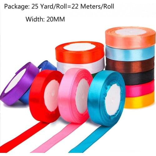 22 Meters (25 Yards) Silk Satin Ribbon 3/4" (20mm) Party Home Wedding Decoration Gift Wrapping Christmas New Year DIY Material