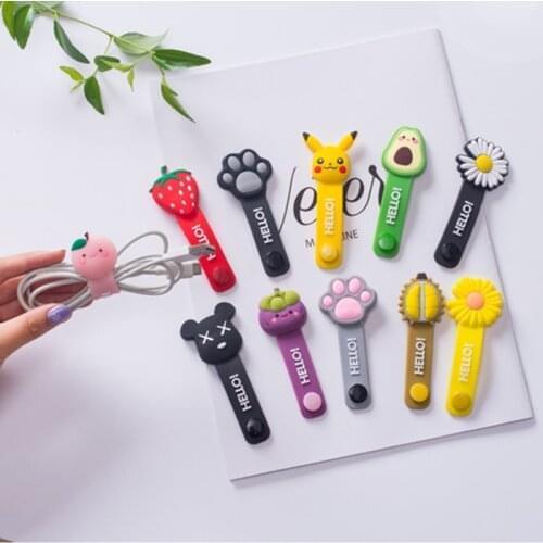 Cute 11 Anime Designs Cable-Winder Organizer with Button for USB Charging Data Earphone Line Protector Cord Cover Decoration