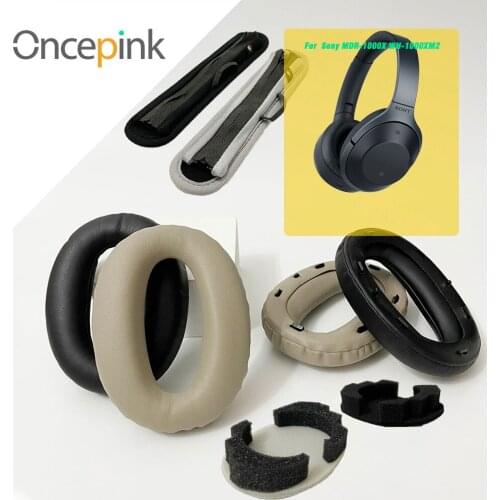 Oncepink Replacement EarPads Headband For Sony WH-1000XM2 MDR-1000X Headphone Ear Cover Leather Repair Earphone Accessories