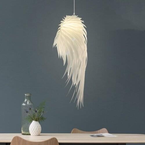 Modern LED Feather Pendant Lights PVC White Romantic Angel Wings Hanging Lamp Luminaire for Bedroom Home Decor Lighting Fixtures