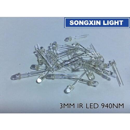 10pcs LED 3mm 940nm IR Infrared Emitting Round Tube Light diode