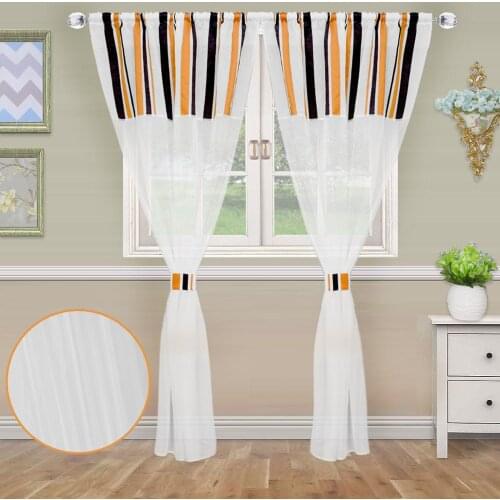 Yarn Dyed Stripe Like Linen Fabric with Dying Voile Fabric Curtain for Living Room Bedroom Window Curtain Two different Fabric