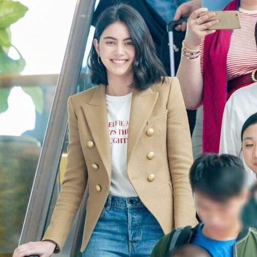 Vintage Elegant Women Short Suit Jacket Double Breasted Designers Office Lady Work Fashion Blazer Top Outwear Female 2020