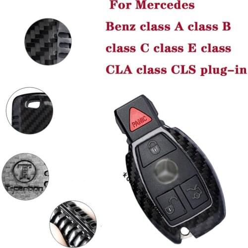 Rear Carbon Fiber Car Key Case Cover Fob Shell For Mercedes Benz class A class B class C class E class CLA class CLS plug-in