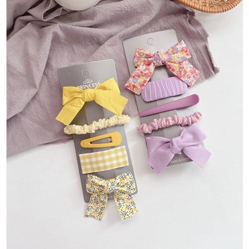 5Pcs/Set Floral Hair Clips For Girls Hair Bows Cute Kids Hairpins Barrettes Korean Style Children Headwear Baby Hair Accessories
