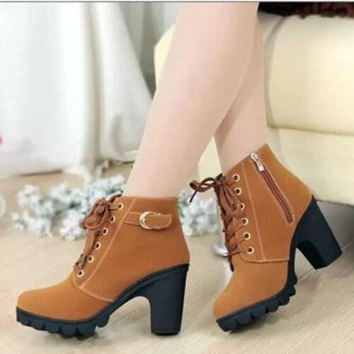 Women High Heel Platform Rubber Shoes Snow Boots Fashion Women Shoes Ladies Thick Fur Ankle Boots Autumn Winter