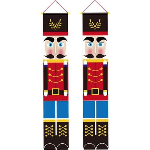 1 Pair Walnut Soldier Door Curtain Hanging Cloth Door Sign Front Door Ornament Supplies for Christmas Party Christmas Decoration