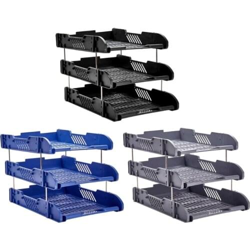 1 Pc 3 Layers Thicken Plastic File Desktop Storage Basket Shelf Rack Box Home Office Document Holder Organizer