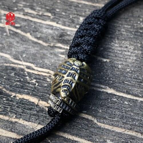 1PC 925 Silver Brass Original Handmade Alien EDC Paracord Beads Lanyard Pendants Knife Beads Umbrella Rope Cord Beads Pendants