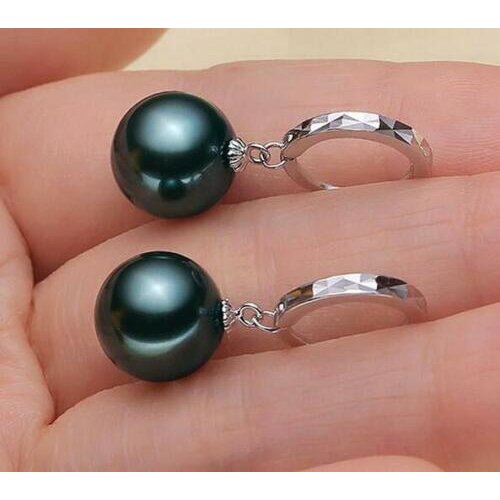 12mm Tahiti style Natural sea shells pearl Drop silver Earrings