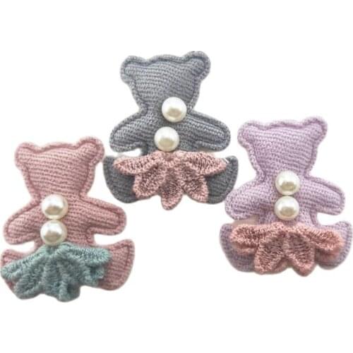 20Pcs/Lot 3.2*3.5CM Bear Padded Applique For DIY Sewing Supplies Kids Craft Clothing Decoration Patches