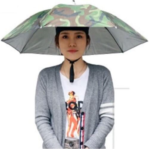 77 cm large Creative Umbrella Fishing Cap Outdoor Sport Hat Hiking Camping Foldable Sunscreen Shade Hat Head-mounted All ages