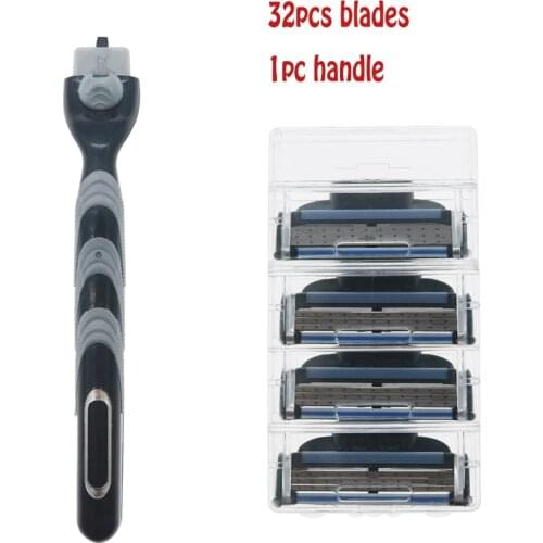 32pcs Blade System Men Face Shaving blade razor blade shaving men Standard for RU&Eu US lamina de barbear to shave razor handle