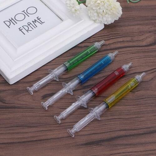 4Pcs Novelty Injection Syringe Gel Pen Ballpoint Black Ink Liquid Style